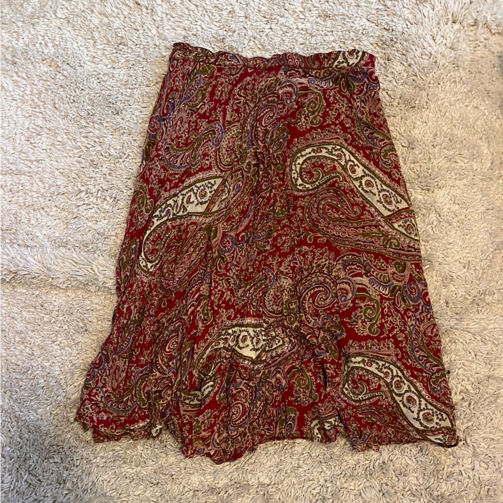reversible paisley midi skirt